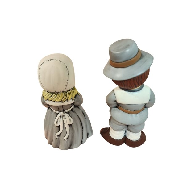 Vintage Pilgrim Boy & Girl Figurines Thanksgiving Decor Hand-Painted - Picture 2 of 3